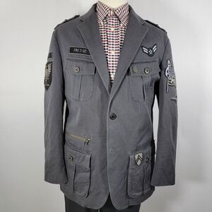 International Concepts Men's Sport‎ Coat Blazer Two Button Gray Twill Cotton XL